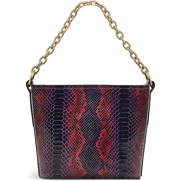 London Petticoat Hill Faux Python Leather Small Women’s Shoulder Bag in Cassis - Picture 2 of 4